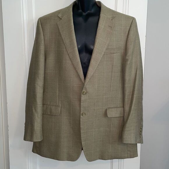 Lauren Ralph Lauren tan plaid silk/linen/wool blazer - Picture 1 of 7